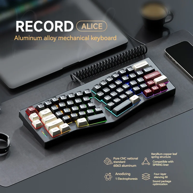 Weikav Record Wired Alice Mechanical Keyboard Aluminum Hot Plug 67 