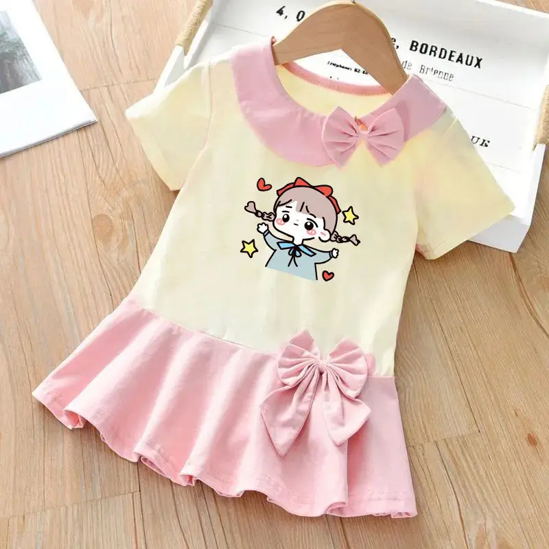 

Children Summer Girls' Dress 2023 New Trendy Baby Girl Fashionable Princess Dress Fashion Bowknot Skirt