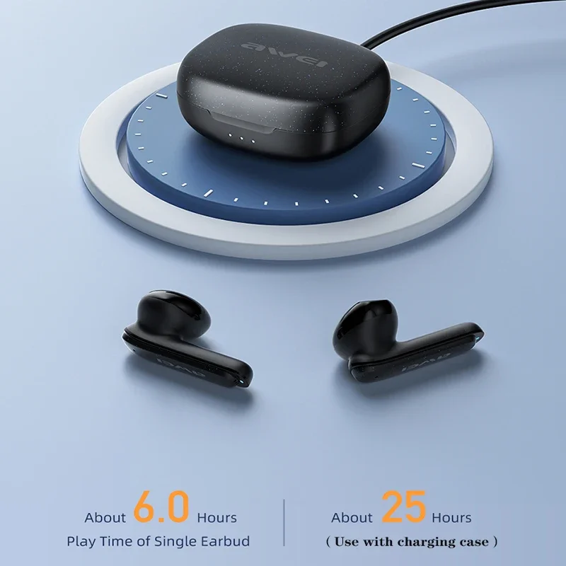 Bluetooth Headphones Awei T66 Earphone Bluetooth 5.3 Earbuds Stereo Sports Wireless ENC TWS With Dual HD Mic
