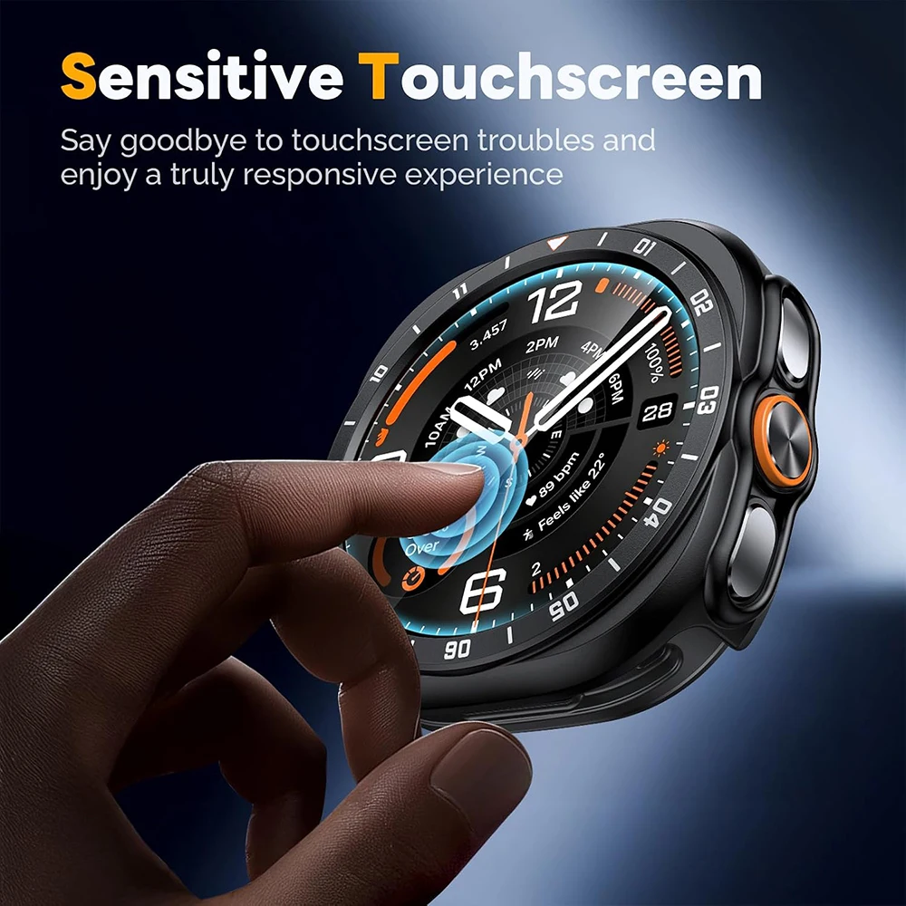 Enhanced Tempered Glass + PC Protective Case for Smartwatch - Durable Bumper Screen Protector