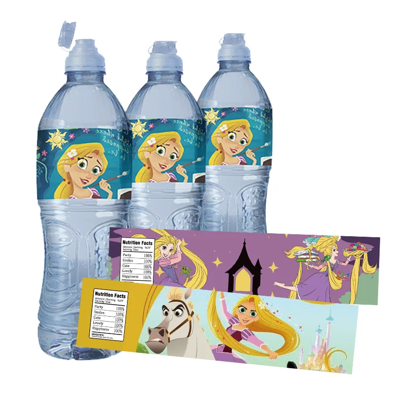 

24Pcs Tangled Rapunzel Theme Birthday Party Water Bottle Labels Baby Shower Decorations self-adhesive Bottle Labels Stickers