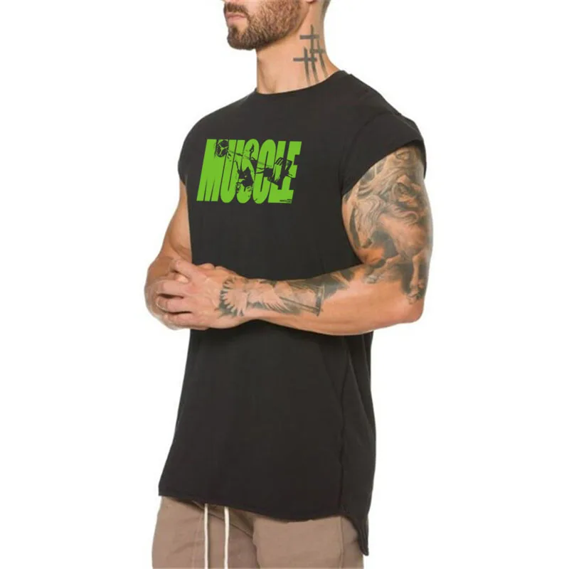 

Mens Brand Workout Gym Clothing Sports Casual Tank Top Muscle Bodybuilding Cotton Vest Fashion Fitness Small Half Sleeve TShirt