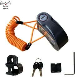 High-Decibel Anti-Theft Disc Brake Lock for Motorcycles and Bicycles with Audible Alarm and Reminder Cable (8302Sesame black)
