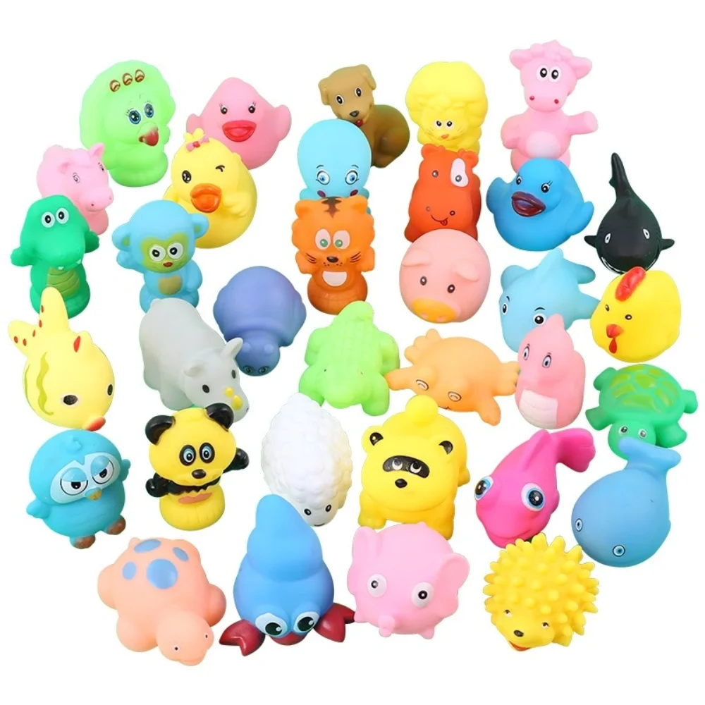 

10pcs Baby Cute Cartoon Animal Bath Toys Soft Rubber Float Squeeze Sound Squeaky Bathing Sensory Water Toy for Child Bathrooms