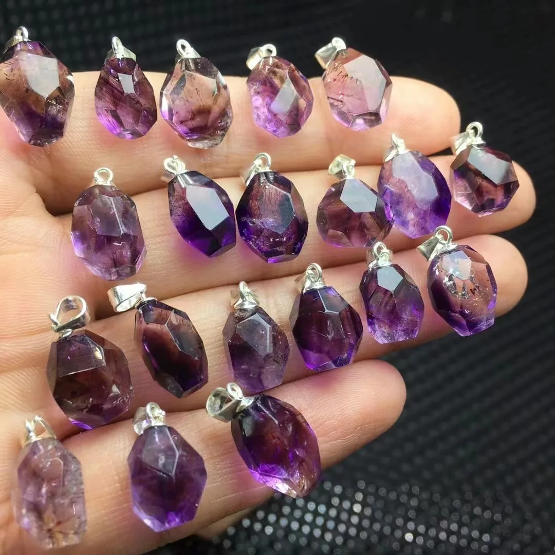 Unit One Piece 925 Silver Buckle With Hot Selling Natural Super Seven Quartz Crystal Faceted Free Form Pendant 3