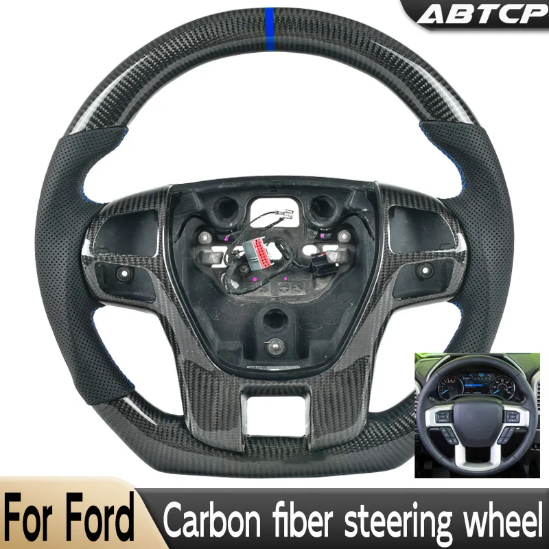 

Sports style For Ford Raptor F150 LED display screen carbon fibre Customized Steering wheel Perforated leather