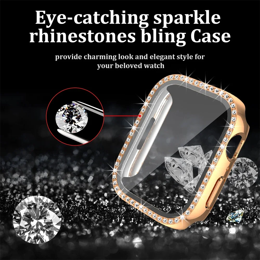 Luxurious Bling Bumper Screen Protector with Diamond Case & Glass