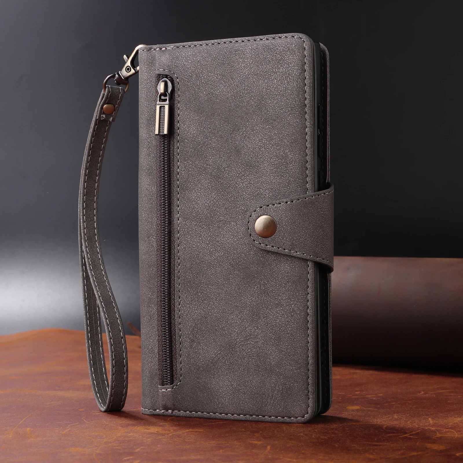 Leather Wallet Case with Multi-Card Slots and Kickstand