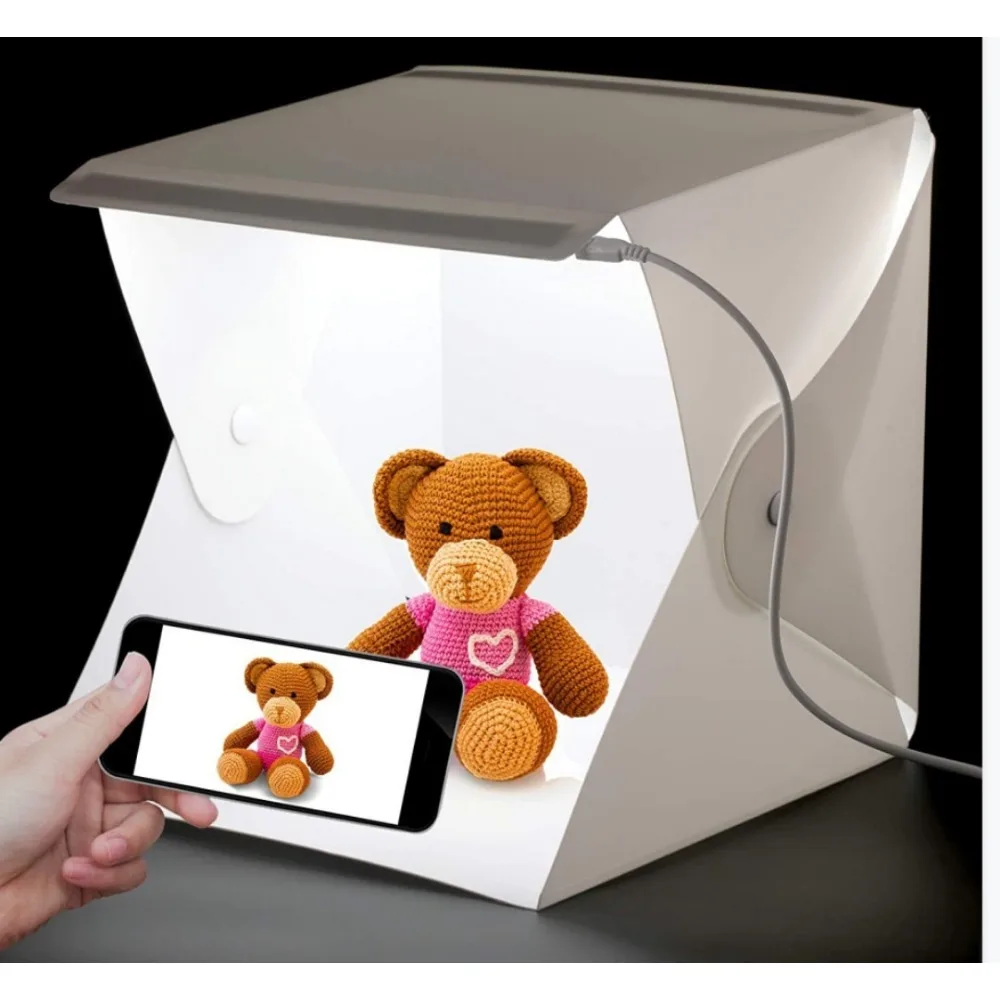 Folding Lightbox 20cm Portable Photography Photo Studio Tent LED Softbox Background Kit USB Mini Light Box For DSLR Camera