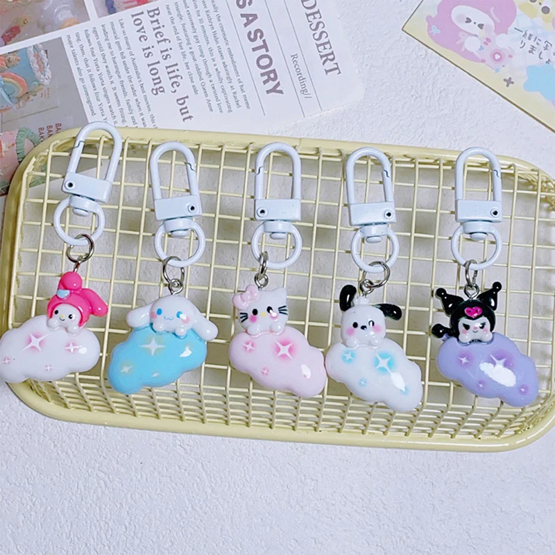 

Брелок для ключей с героями мультфильмов Sanrio, милый брелок для ключей Kuromi My Melody Cinnamoroll Hello Kitty, подвеска для школьной сумки, милые подарки
