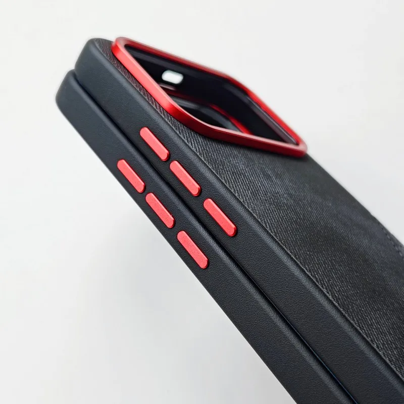 Denim Style Leather Texture Phone Case with Two-Tone Stitching - Shockproof and Drop-Resistant Design