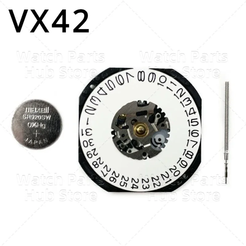 Hattori VX42 Quartz Watch Movement Date at O'Clock Replacement