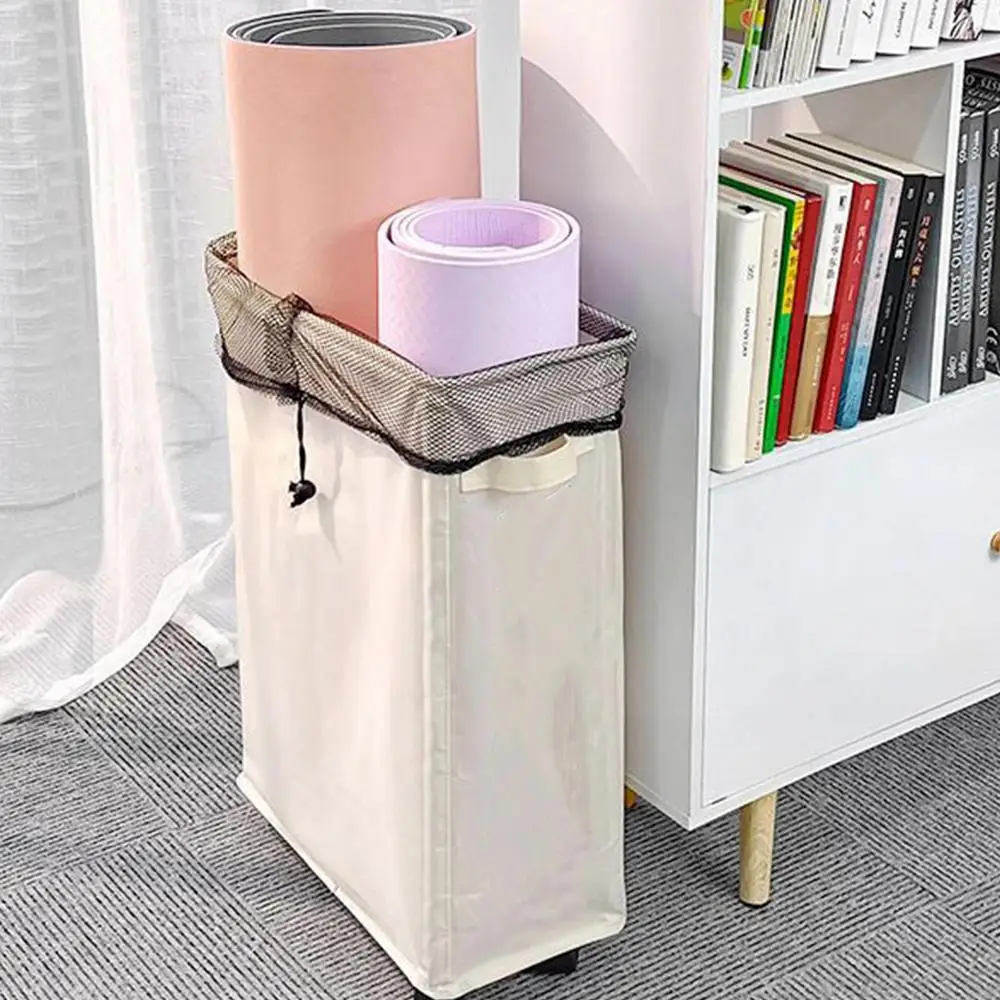 Description Picture 3 of itemCollapsible Laundry Baskets Large Slim Folding Hamper Freestanding Narrow Corner Bin With Handle Home Storage