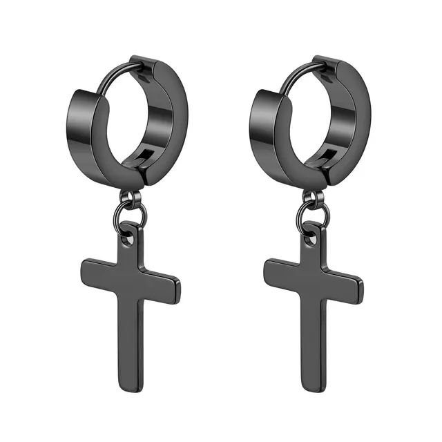 Hip Hop Trend Cross Titanium Steel Stud Earrings for Men Women Punk Simple Round Piercing Earrings Y2K Jewelry Accessories New 4