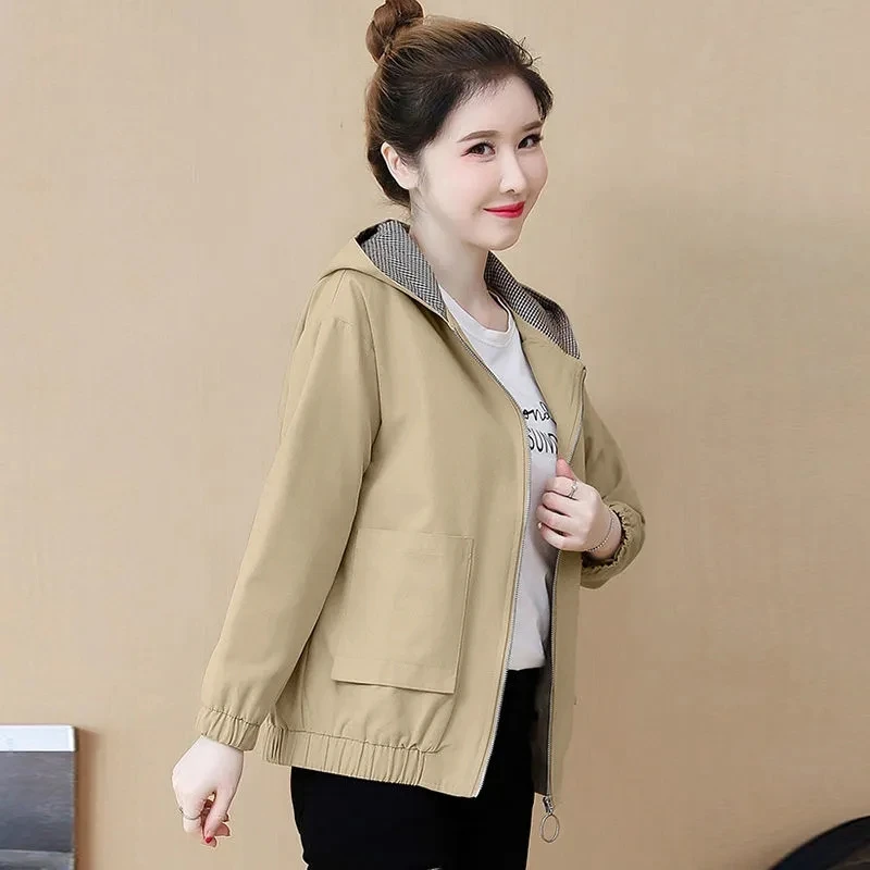 Mother's Windbreaker Lining 2022 Autumn New Lady's Trench Coat Fashion  Middle-Aged And Elderly Women's Spring Jacket Hooded Top