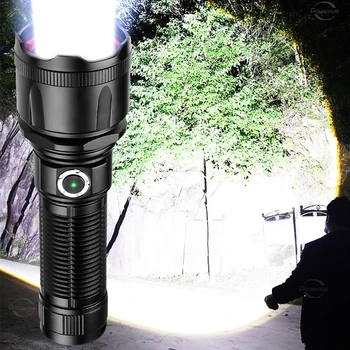Most Powerful LED Flashlight White Laser Tactical Flash Light Rechargeable Torch Long Range Lamp Camping Hunting Lantern XHP360 6