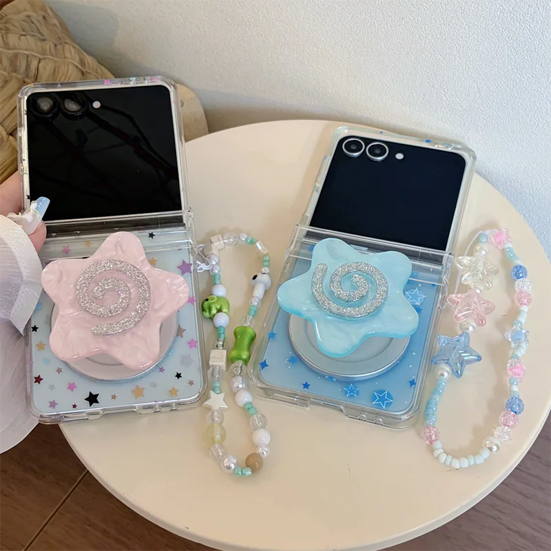Korean Cute Star Magnetic Phone Case with Magsafe Stand and Hinge Holder