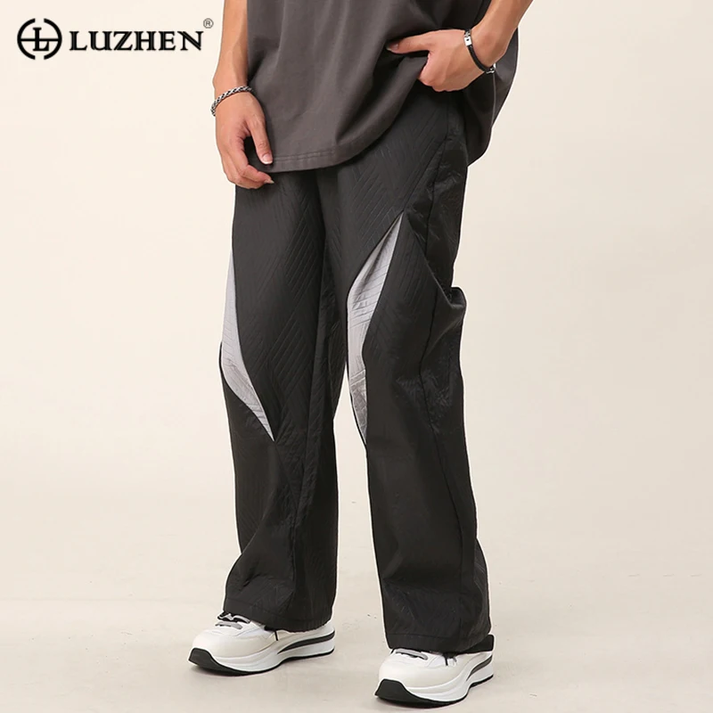 

LUZHEN Men Trousers Contrast Color Stitching Sweatpants Niche Design Loose Sports Casual Pants Street Tide Male Clothing E81921