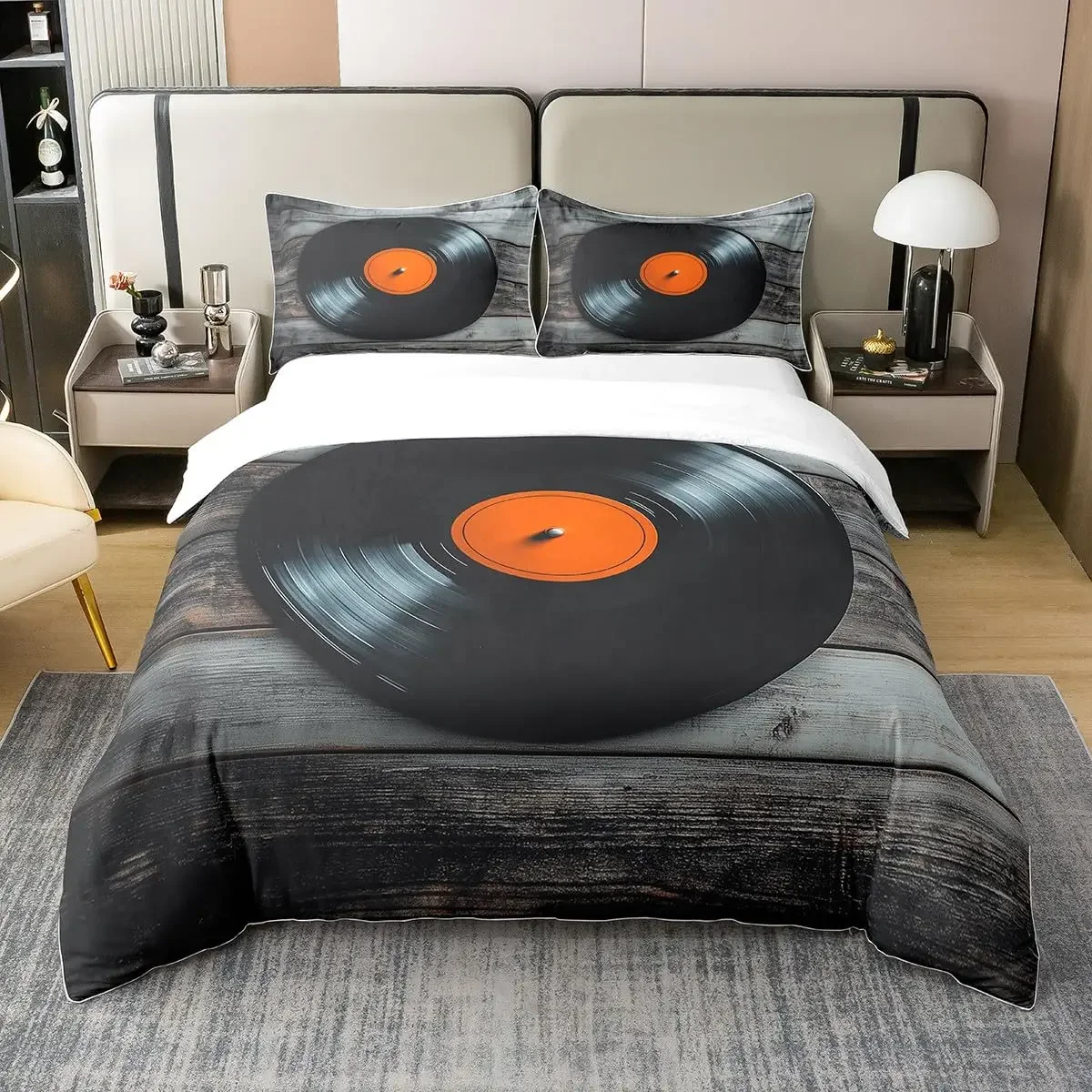 Music Themed Bedding Set Black and White Music Note Comforter Cover for Boys Girls Kids Musical Pattern Duvet Cover