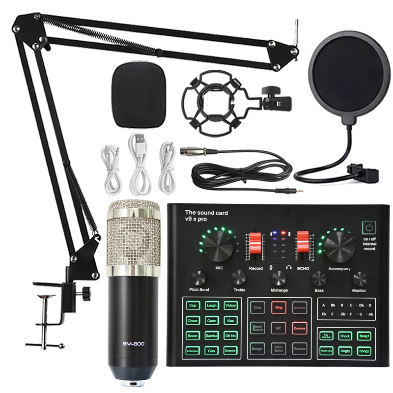 Placa de Som Microfone sem Fio para Jogos Mic para Telefone Microfone Profissional Estúdio Condensador Usb Cantando Karaoke pc bm 800 - Image 3