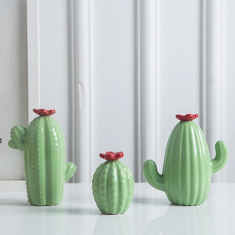 

Creative Nordic Style Simple Home Decoration Room Decoration Ceramic Cactus Decoration Crafts Three Piece Set Decoration