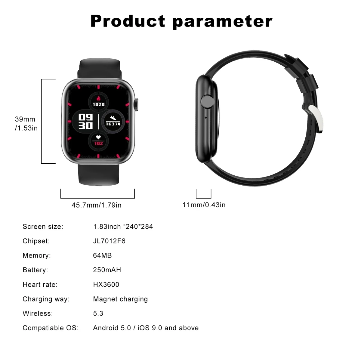 Cubot KingKong AX Ace 3 KingKong9 스마트 워치 블루투스 토크, 심박수 및 혈압 모니터링, 건강 단계 운동