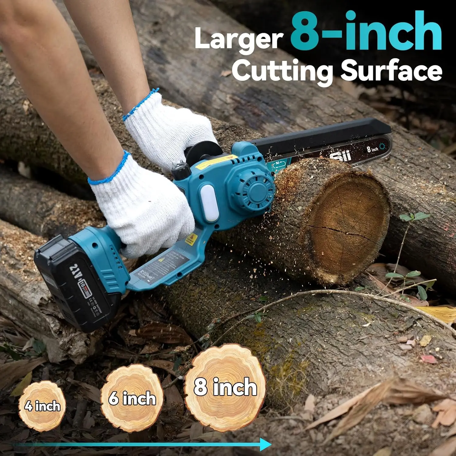 2 in 1 Cordless 8 inch Pole Saw Mini Chainsaw with 2 Battery Power Electric Polesaw for Tree Trimming Chain Saw Extension Pole