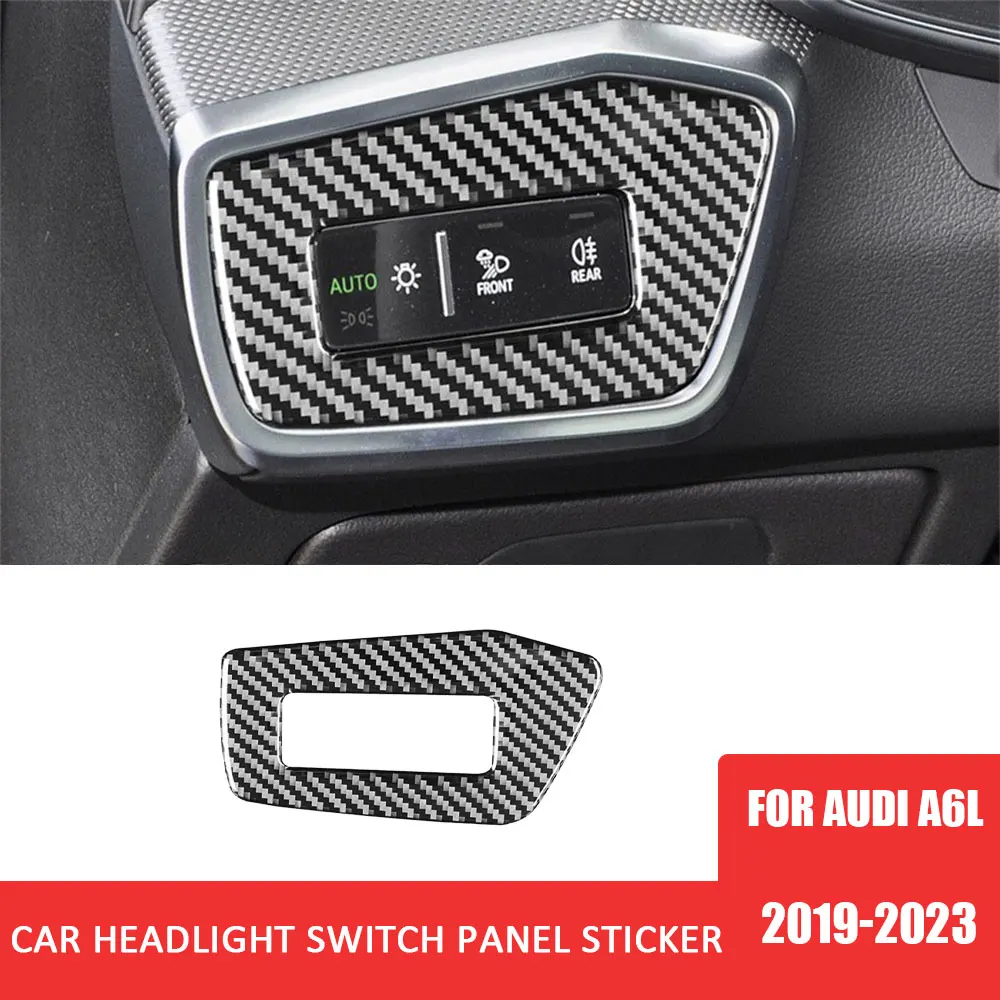 

Carbon Fiber Car Headlight Switch Panel Trim Sticker Decoration Cover for Audi A6L 2019-2023 Auto Interior Styling Accessories