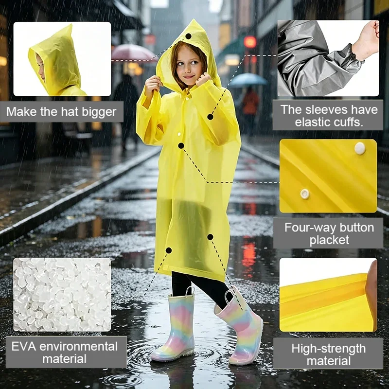 Children's Yellow Waterproof Raincoat Poncho