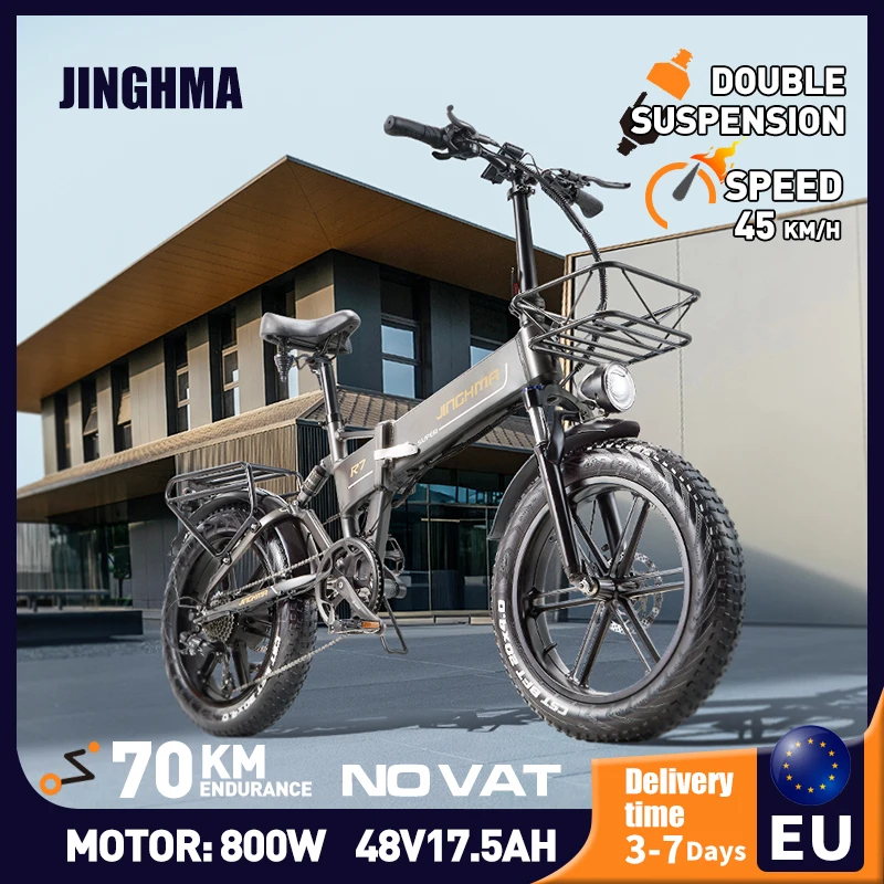 Jinghma R7 Bicicletta Elettrica 800W 48 V35Ah Lega Aldult Pieghevole Ebikes Portatile City Road 20 Pollici 4,0 Pneumatici Grassi Bici Mountain Mtb