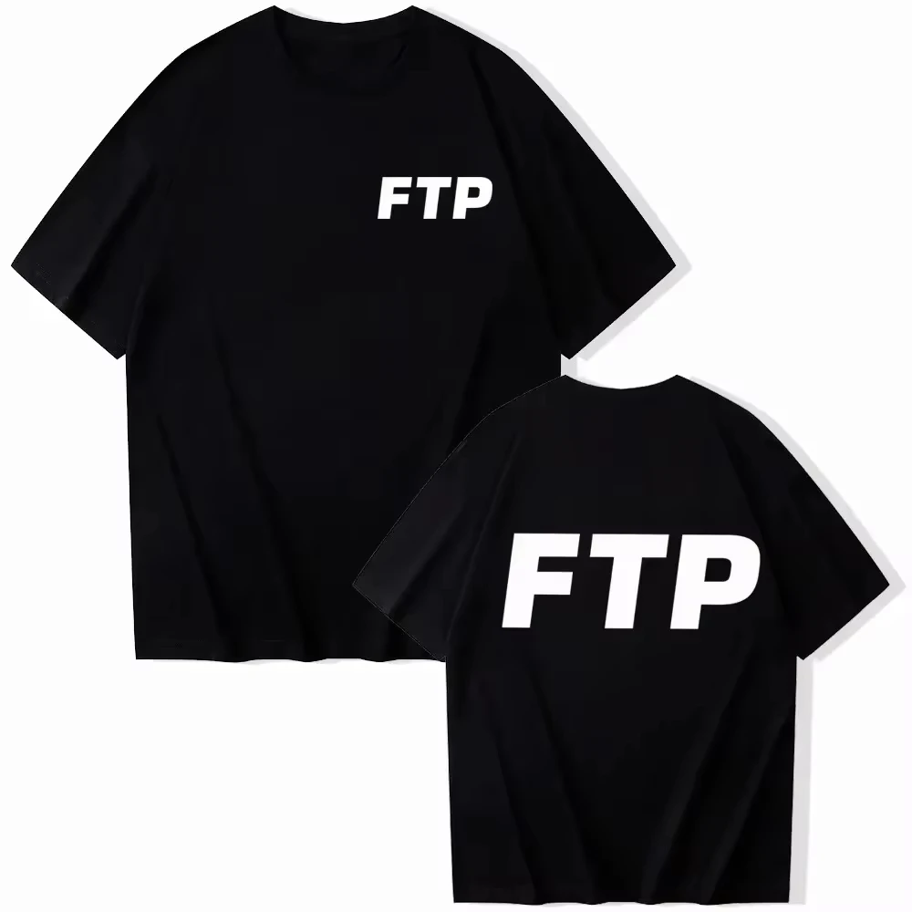 2025 FTP Bedruckte T-Shirts für Herren und Damen im Harajuku-Rap-Stil Musik Rundhals Kurzarm Lässige Weite Kleidung