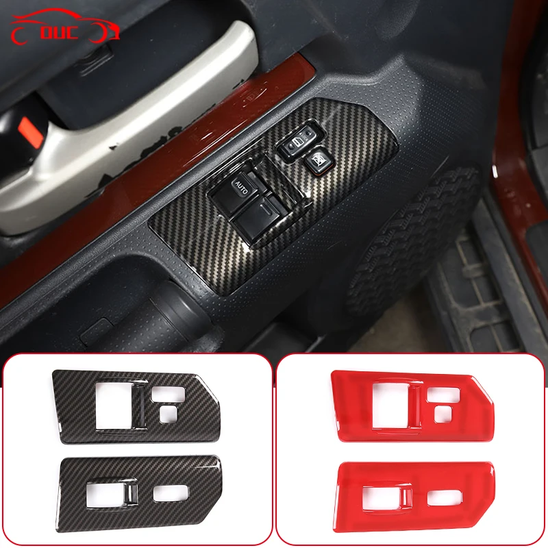 

For Toyota FJ Cruiser 2007-2021 ABS Carbon Fiber Car Window Glass Lifting Switch Buttons Frame Decoration Cover Trim Accessories