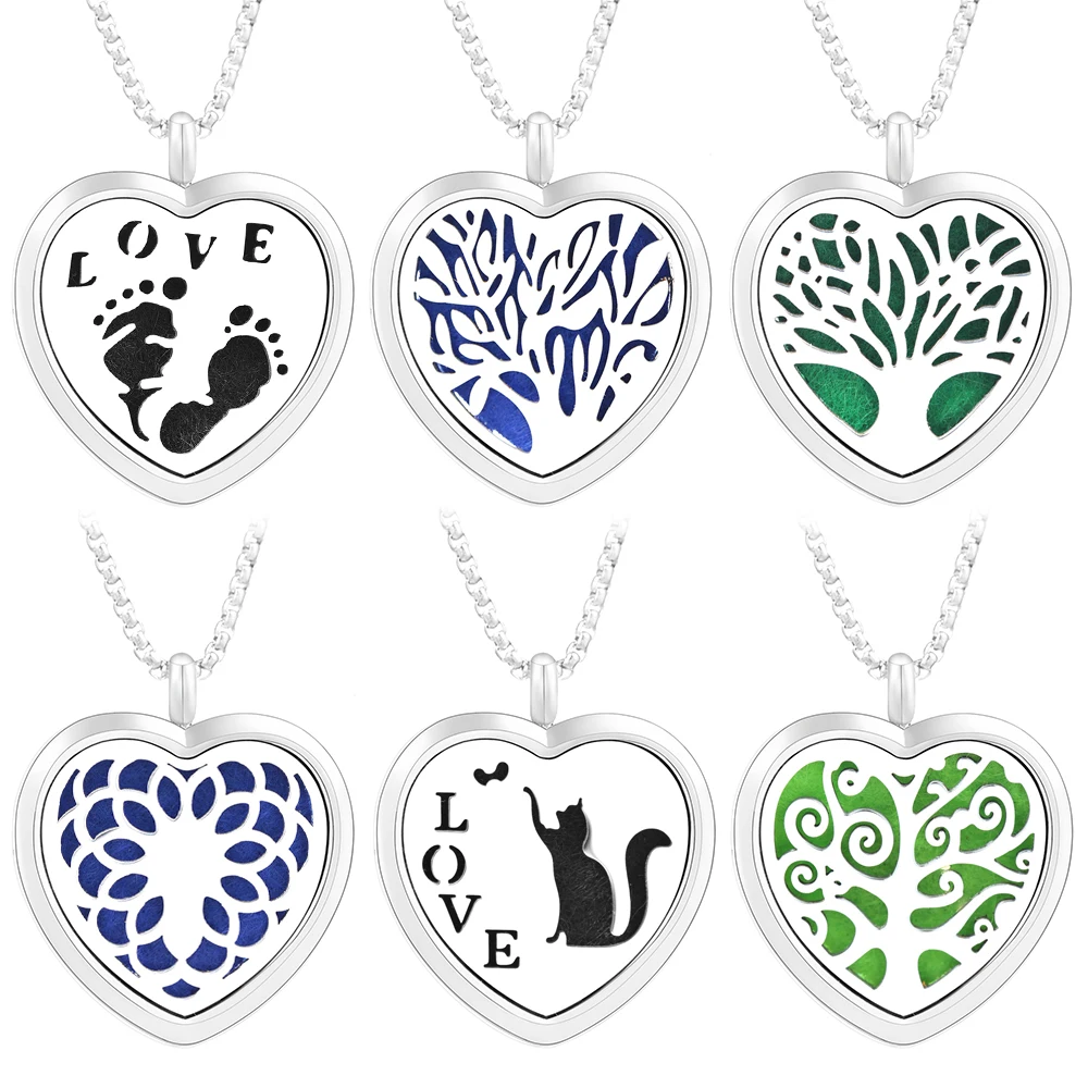 Médaille Collier Diffuseur D'huiles Essentielles - Cœur Argenté - Femme