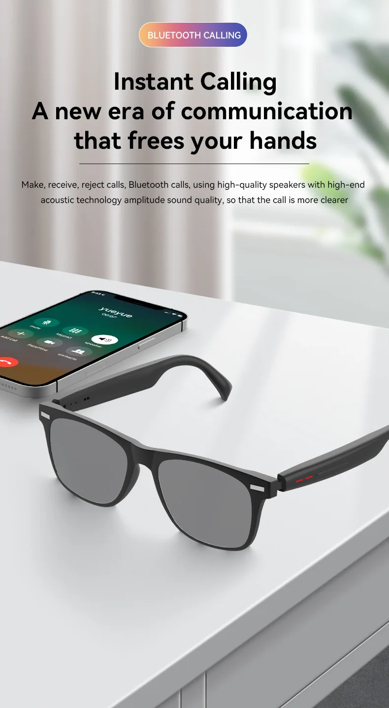 Occhiali Intelligenti AI Lenovo 8K HD con Controllo Touch, Fotocamera, Registrazione, Ascolto Musica, Traduttore, Assistente Vocale, Occhiali da Sole Smart - immagine 2