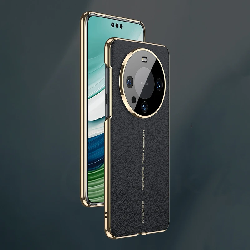 Original Case For Huawei Mate 60 50 Pro Luxury Plating Leather Camera Protective
