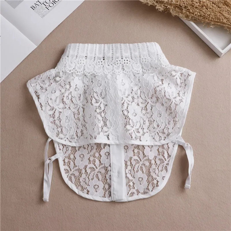 Female Lace Detachable Collar Vintage Solid Fake Collar Lapel Blouse Top Adjustable Women Clothes Ladies False Collar