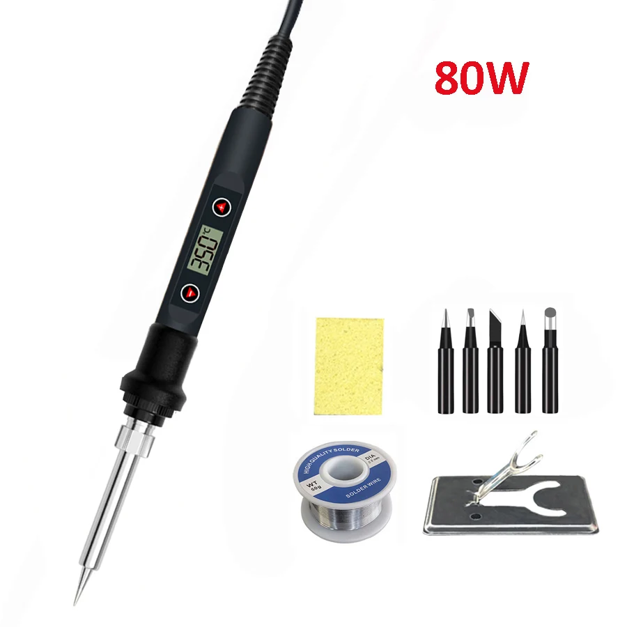 electric solder 80W Digital Electric Soldering Iron Set Kit 220V 110V Temperature Adjustable Welding Equipment Soldering Tips Rework Repair Tool best soldering station Welding Equipment