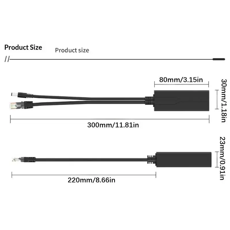 48V에서 12V까지 DC5.5x2.1mm 출력을 제공하는 652F 기가비트 속도 POE 스플리터 컨버터