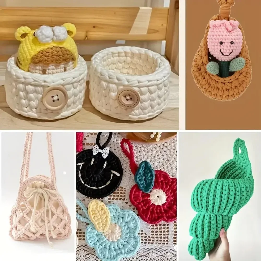 1Pcs Polyester T-Shirt Yarn For DIY Crafting Crochet And Knitting - Bags, Cushions, Dolls, Baskets, Scarves 210g/7.4oz 50m/54yd 3