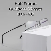 Business Men Optical Myopia Glasses Half Frame Women Short-sighted Eyeglasses Blue Light Blocking Eye Protection Eyeglass 1