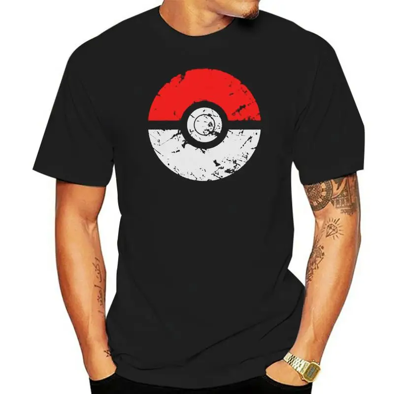 Maglietta Da Uomo Pokeball Grunge Maglietta Unisex Stampata T-Shirt Tees Top