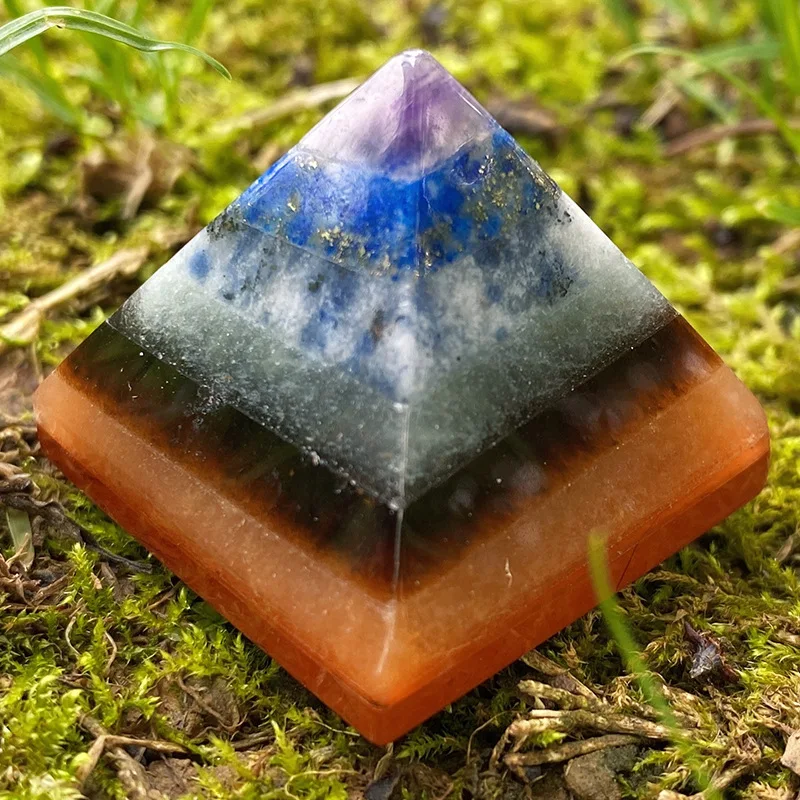 7 Color Chakra Energy Stone Pyramid To Heal Reiki Natural Crystal Mineral Pyramid Meditation Tools Home Decor Car Trim 28*30mm ноутбук lenovo thinkbook 15 6 fhd core i5 1240p 16гб ssd 512гб iris xe win 11 home mineral grey 1 7 кг 21dja05ucd