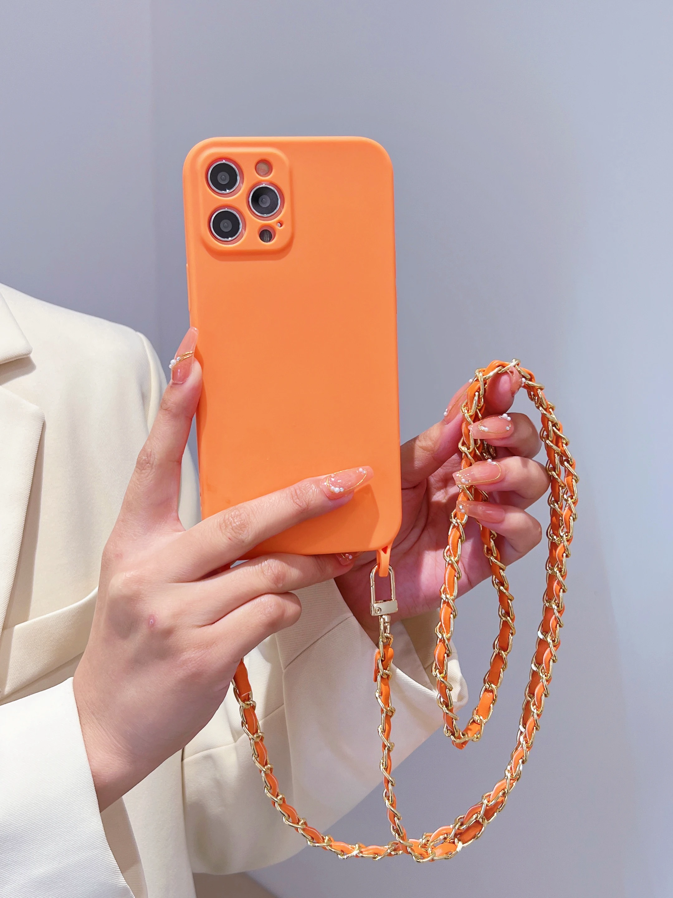 OrangeSolidColorSoftSiliconeShockproofCoverOriginalClearPhone