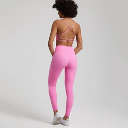 Seamless Yoga Set Gym Set Women Sports Outfit 2 Pieces Cross Back Bra Fitness Suit High Waist Leggings Running Workout Tracksuit