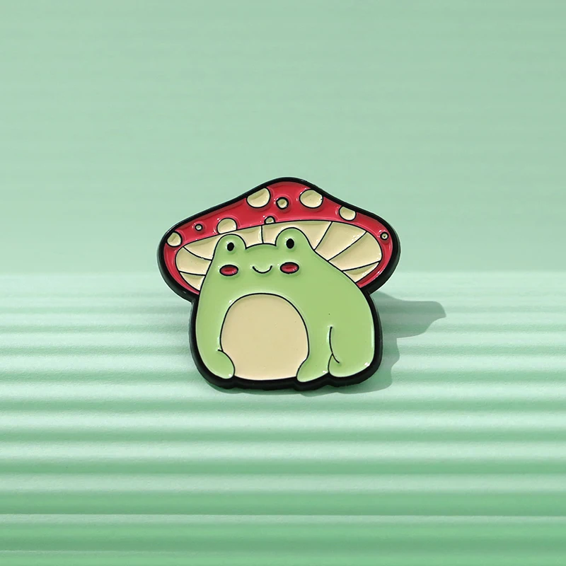 Cartoon Niedliche Frosch Band Emaille Pins Lustige Frosch Pilz Brosche Tier Sammlung Abzeichen Hemd Kragen Schmuck Zubehör – Detail 11