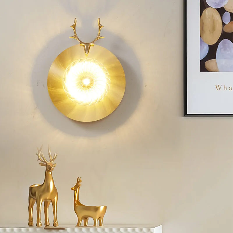 

Novetly Home LED Wall Light Gold Deer Head Clear Glass G9 Bulb Sconce Art Deco For Parlor Hotel Bedroom Corridor