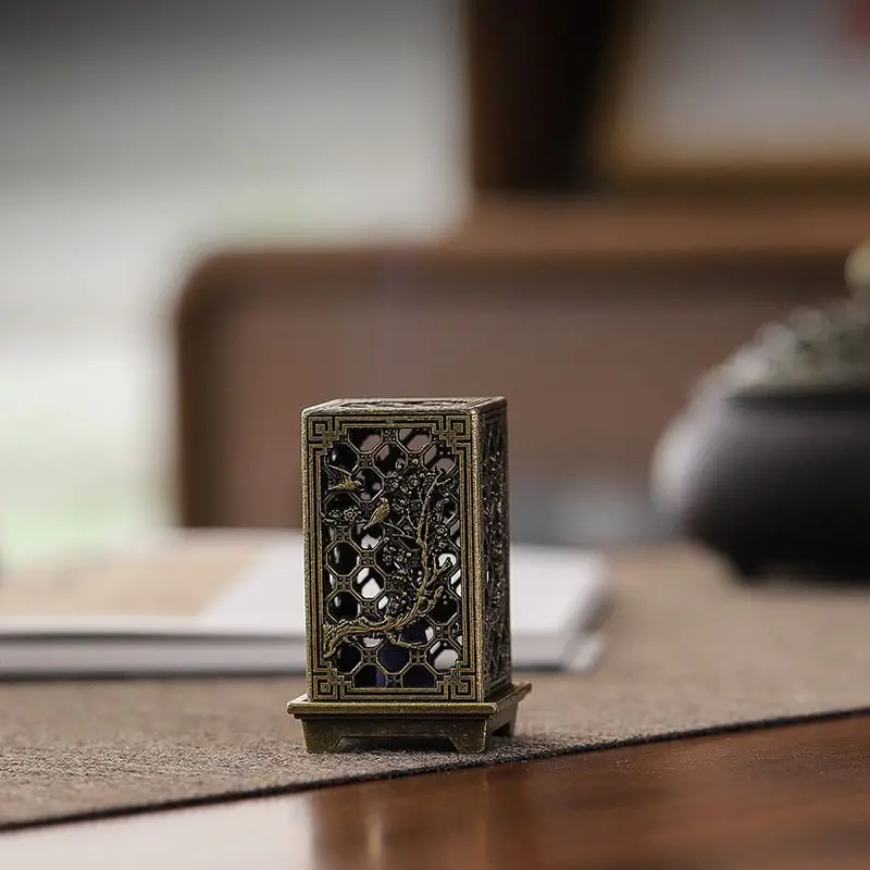 Square vertical incense burner small Xiangyun alloy incense burner indoor aromatherapy home incense burner ornaments