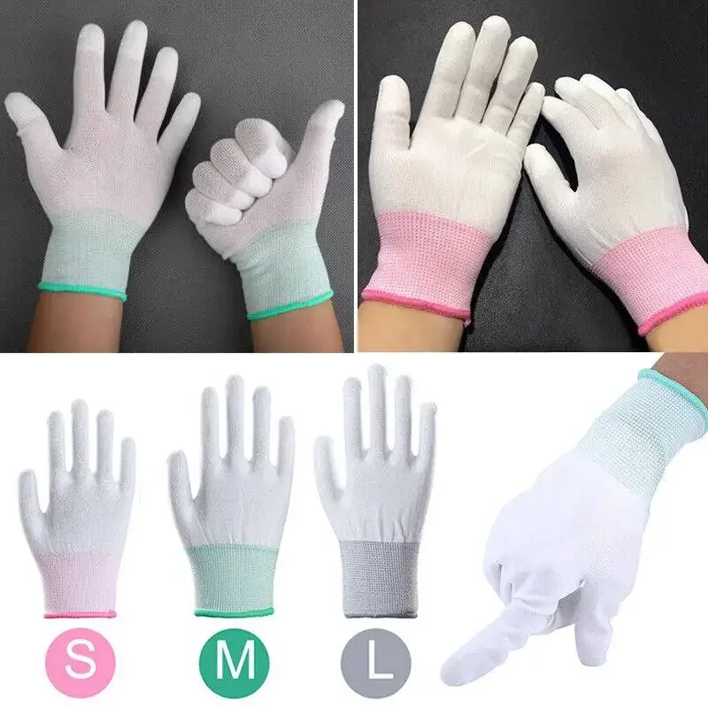 Quilting Gloves 2Pairs Working Gloves Quilting Gloves Free-Motion Quilting White Nylon Sewing Glove Grip Fingertip Crafting Quilter