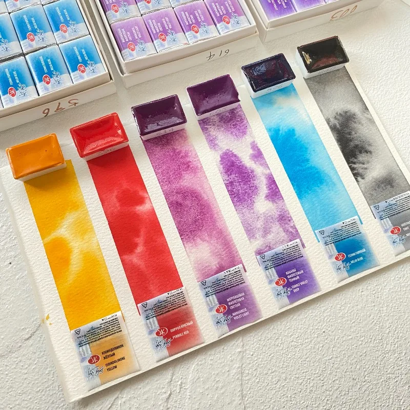Description Picture 2 of item2025 White Nights 2.5ML Artist Grade Solid Watercolor Paint Art Students Outdoor Sketching Single Block Watercolor Supplement