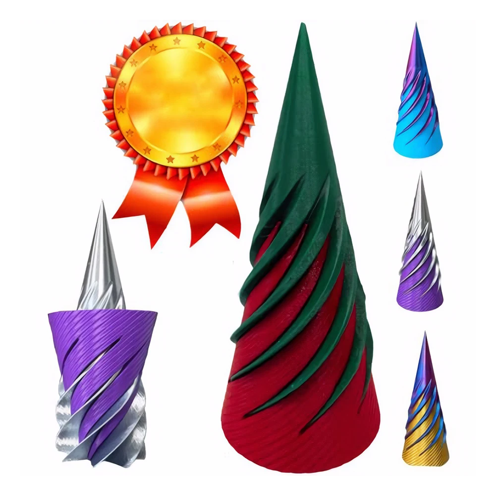 3 Pièces Jouets Fidget Impossible Cone Pyramid - Sculpture Passthrough Rotative 3D Anti-Stress